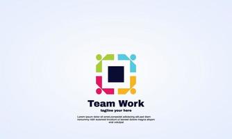 plantilla de diseño de logotipo de trabajo en equipo de personas de unidad de idea abstracta vector