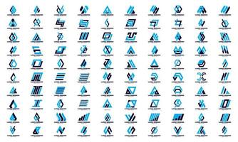 abstract geometric company corporate business unique Logo design set super collection blue navy color vector