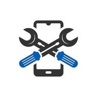 logotipo de tecnología de reparación de teléfonos móviles vector