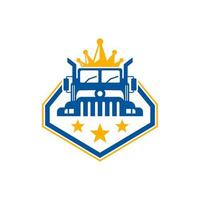 logotipo del rey del camión de transporte vector