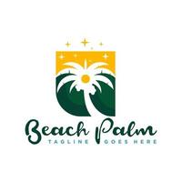 coconut tree logo with beach view vector