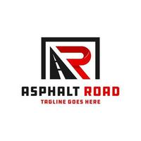logotipo de construcción de carreteras de asfalto con letras ar vector