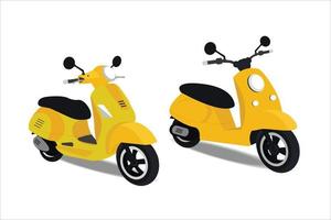 ilustración de un scooter amarillo sobre un fondo blanco vector