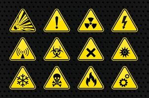 Set of caution sign. vector