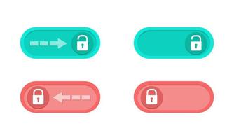 A set of buttons for locking and unlocking a smartphone. Red and green slider to unlock your phone. Vector illustration isolated on white background.