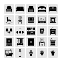 muebles para el hogar y conjunto de iconos de interior vector