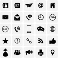 Contact us icons. Simple flat vector icons set on white background