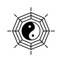 Yin Yang symbol of Chinese phylosophy describes how opposite and contrary forces may be complementary, interconnected and interdependent. Black and white illustration on white background. vector