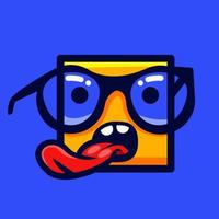 cartoon artwork cool character wearing glasses, tongue sticking out vector