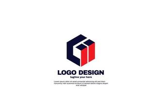 awesome hexagon logo design cube creative vector