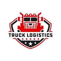 logistics truck shield logo vector