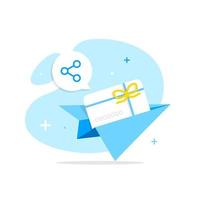 share referral code, gift card concept illustration flat design vector eps10. modern graphic element for landing page, empty state ui, infographic, icon