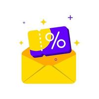 got a discount, coupon, voucher with envelope concept illustration flat design vector eps10. modern graphic element for landing page, empty state ui, infographic, icon