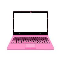 realistic laptop vector illustration in black and pink color