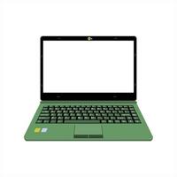 realistic laptop vector illustration in black and green color