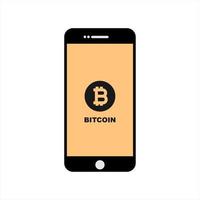 moneda de activos digitales de bitcoin en la pantalla del teléfono inteligente vector