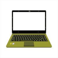 realistic laptop vector illustration in yellow and green color