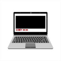 realistic laptop vector illustration display music media player