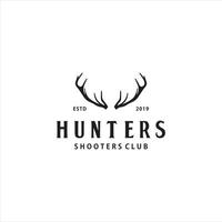 Hunter deer head silhouette black logo design inspiration vector