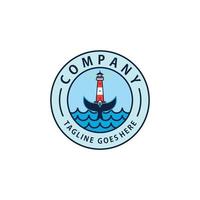 Lighthouse combination tail in the sea logo design inspiration vector