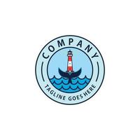 Lighthouse combination tail in the sea logo design inspiration vector