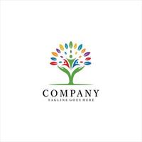 Human hand and tree icon with full color leaves logo design inspiration vector