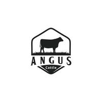 Cattle farm beef emblem label vintage, angus logo design inspiration vector