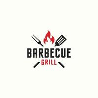 Barbecue grill garden party minimalist logo design vector inspiration