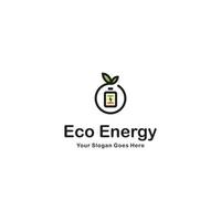 Eco energy battery leaf thunder combination logo design inspiratin vector