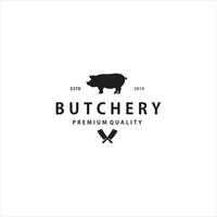 Pig, pork for butchery vintage retro silhouette logo design vector