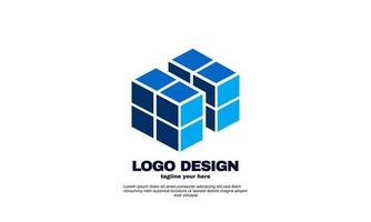 plantilla de diseño moderno de logotipo de cubo geométrico azul creativo impresionante vector