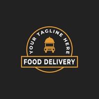 Vintage Retro Food Delivery Catering Logo Emblem Template, Delivery Badge Sticker in Black Background, Suitable for Restaurant, Cafe, Shop, Store, etc vector