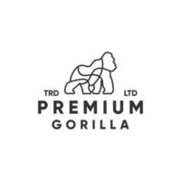 Monoline premium gorilla modern style logo design vector
