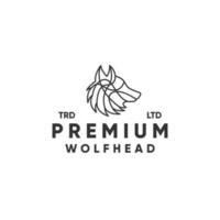 Monoline premium wolf head modern line art logo design vector
