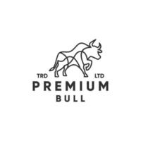 Monoline premium bull modern style logo design vector