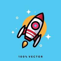 Rocket launch cartoon icon vector illustration