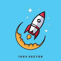 ilustración de vector de icono de dibujos animados de lanzamiento de cohete