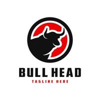 bull head circle logo design vector