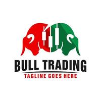 two bull heads logo trading business vector