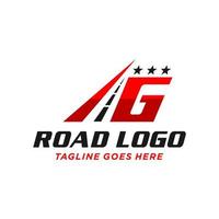 highway asphalt illustration logo design letter G vector