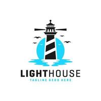 lighthouse inspiration illustration logo on the beach vector