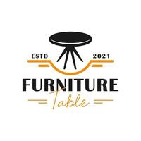 logotipo de ilustración de muebles de mesa y silla vector