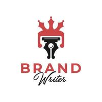 writer king illustration logo design vector