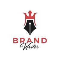 writer king illustration logo design vector