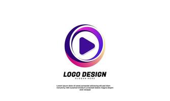 stock vector abstract creative inspiration idea branding play media and circle logo for company or business flat style design vector