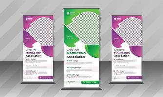 business roll up banner design, Graphic roll up template for seminar pro download vector