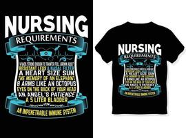 Nursing requirements t-shirt design. Editable print-ready