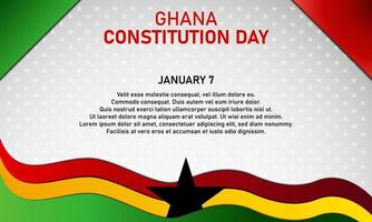 Ghana Constitution Day Background Template. January 7. With the flag, and star icon. Copy space area. On gradient red, yellow, and green color. Premium and luxury illustration vector design