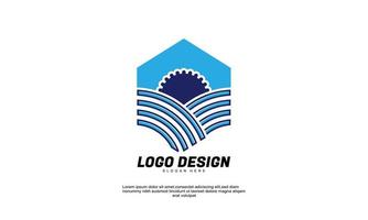 logotipo de inspiración creativa abstracta de vector de stock para el campo de sol de logotipo redondo geométrico de empresa y gradiente de círculo