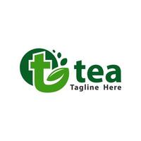 logotipo de ilustración de té verde y natural vector